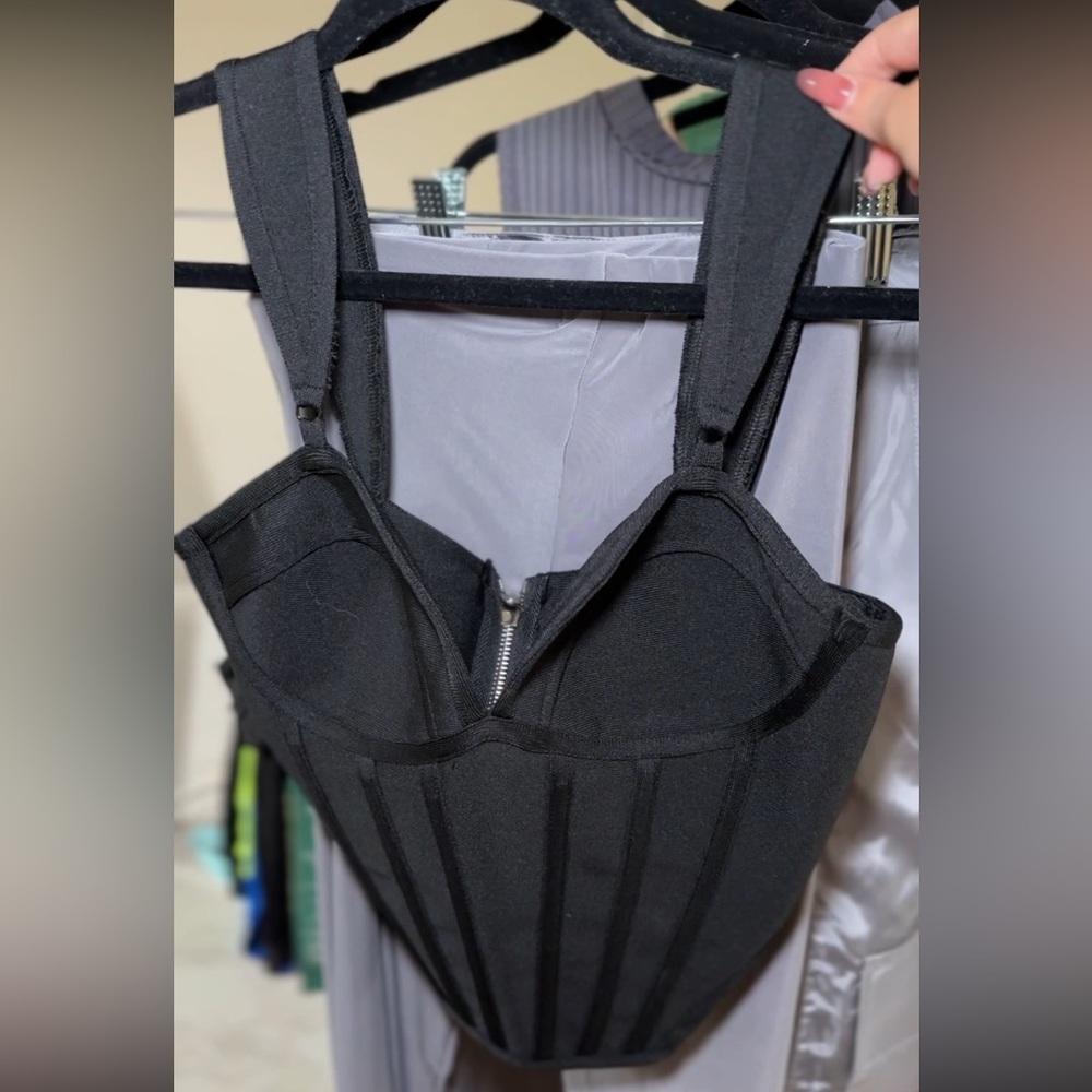 Black Corset crop top pretty little thing